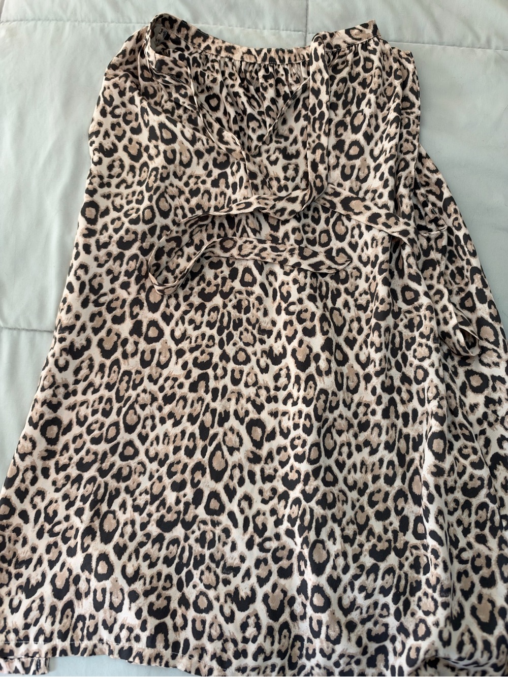 LOFT Beige and Black Leopard-Print A-Line Skirt